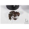 Image 2 : Japanese bronze frog tea toy and a dark glazed ritual tea bowl purportedly 19th century 6" in diamet