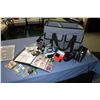Image 1 : Selection of cameras and camera equipment including a binder and two duo tangs full of Digital Camer