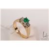 Image 2 : 14kt yellow gold with white gold setting emerald and diamond gemstone ring. Set with .35ct round mix
