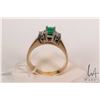 Image 3 : 14kt yellow gold with white gold setting emerald and diamond gemstone ring. Set with .35ct round mix