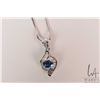 Image 2 : 18kt white gold, diamond and blue sapphire gemstone pendant set with oval mixed cut 1.00ct blue sapp