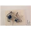 Image 1 : 18kt white gold, diamond and sapphire gemstone earrings. Set with two .45ct oval mixed cut sapphire 