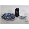 Image 1 : Blue and white Dragon Branch bowl with Chien Lung reign mark 5" in diameter plus a blue and white ha