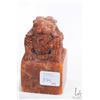 Image 3 : Two Southern Asian stamped paper weights and a russet yellow soap stone dragon stamp, 3 3/4" in heig