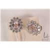 Image 1 : 14kt white gold, kunzite gemstone and diamond earrings. Set with two 2.25ct light pink kunzite gemst