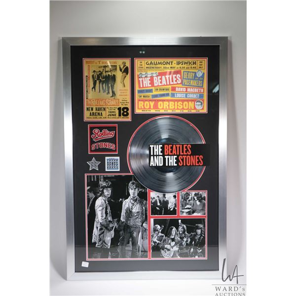 Framed "The Beatles and the Stones" British Invasion including photographic prints, copies of concer