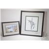 Image 1 : Framed wildlife pencil drawing titled "Young Cougar" with silver pen signature of artist Kerri Burne