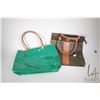 Image 1 : Two totes including Kelly green Salvatore Ferragamo with leather straps marked "Made in Italy P21 35