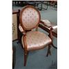 Image 2 : Pair of cameo back open arm parlour chairs with reeded supports and new upholstery