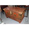 Image 1 : Semi contemporary east African handmade wooden strong box with decorative brass accents and nail hea