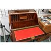 Image 2 : Sheraton influenced fall front delicate writing desk with cast galley and other decoration, leather 