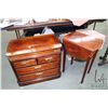 Image 1 : Semi contemporary four drawer night table with brass accents and a small drop side occasional table