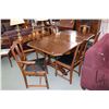 Image 1 : Eight piece antique walnut dining room set including table with jack knife leaf, six chairs includin