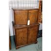 Image 1 : Antique matched grain walnut liquor cabinet with pull out mixing tray, mirrored bottle storage, stem