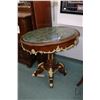 Image 1 : French style, single pedestal, marble topped occasional table with attached decorative ormolu, note: