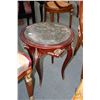 Image 1 : Pair of French style, marbled topped small occasional table with cast ormolu decoration, each 21" X 