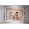 Image 1 : Framed original watercolour and ink painting of a prayer woman, signed by artist Ioyan Mani '83 ( Ma