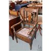 Image 1 : Antique walnut comode chair with flip up seat and glazed ironstone lidded commode