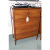 Image 1 : Antique walnut bedroom suite including five drawer high boy, four drawer mirrored dresser, double pe