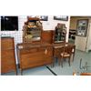 Image 2 : Antique walnut bedroom suite including five drawer high boy, four drawer mirrored dresser, double pe