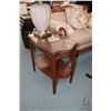 Image 1 : Pair of delicate side tables with undershelf and fitted glass top protectors