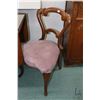 Image 1 : Pair of re-finished antique rosewood side chairs with mauve velveteen upholstery