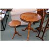 Image 1 : Two center pedestal occasional tables including 37" high side table and a wine table