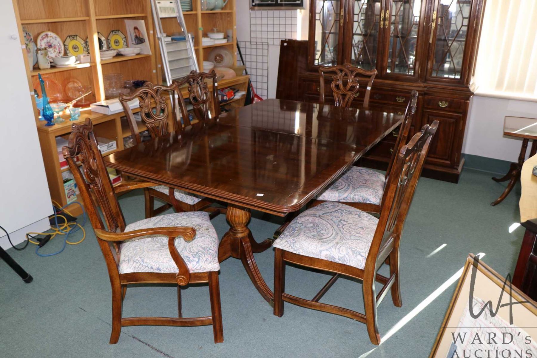 Semi contemporary Regency style dining room suite including double ...