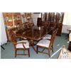 Image 1 : Semi contemporary Regency style dining room suite including double pedestal table 69" X 45", two 15"