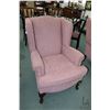 Image 1 : Pair of matching dusty rose upholstered wing back chairs with cabriole feet