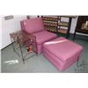 Image 1 : Modern armless lounger with ottoman and a wrought iron side table