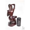 Image 2 : African hand carved hard wood figure of a crouching female, signed on base "Indra Kalungkung" Bali, 