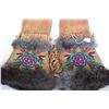 Image 2 : Pair of vintage embroidered leather gauntlets with fur trim