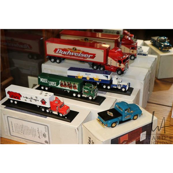 Five Matchbox Collector Edition die-cast truck including 1:100 scale Corona Kenworth, Moosehead Kenw