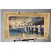 Image 1 : Two small original watercolour paintings including a colourful bridge scene signed by artist Hume Ni