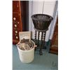 Image 1 : Selection of antique and vintage collectibles including five gallon Medalta crock, a one gallon Meda