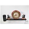 Image 1 : Art Deco marble clock with attached bronze garnitures, not working at time of cataloguing, 9" in hei