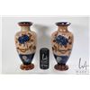 Image 1 : Pair of antique Doulton Lambeth vases circa 1890, both 12" in height, note one has had repair to bas