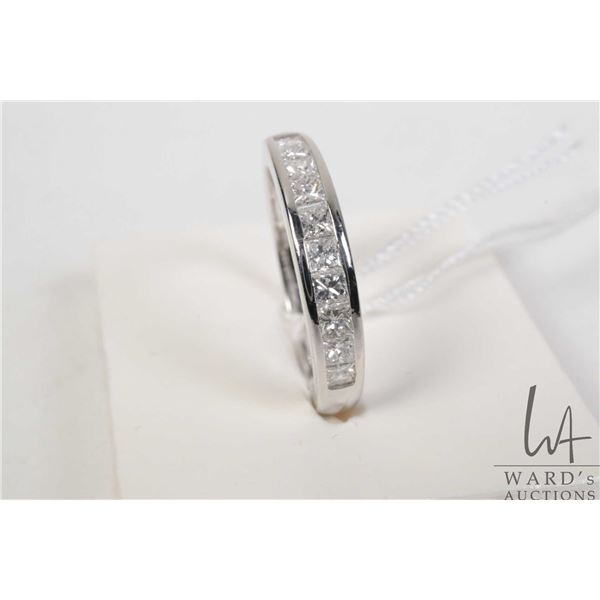 14kt white gold and princess cut diamond band set with 10 channel set Princess cut diamonds. Total d