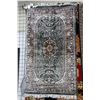 Image 1 : Contemporary floral motif, silk "Kashmir" knotted area carpet with center medallion, steel blue back