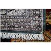 Image 2 : Contemporary floral motif, silk "Kashmir" knotted area carpet with center medallion, steel blue back