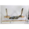 Image 2 : Stone pen holder with Inuit bird carving and a soapstone whale carving signed by artist Sila Kelly 6