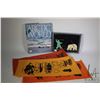 Image 1 : Framed Inuit felt art 9" X 12" and three Inuit print wall hangings, each 9" X 23" plus a hardcover b