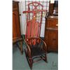 Image 1 : Child's antique rocker with leather seat and a small wooden sled with metal runners