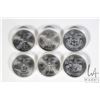Image 1 : Six 1976 Montreal Olympiad .925 silver five dollar coins, each depicting a different sport or logo, 