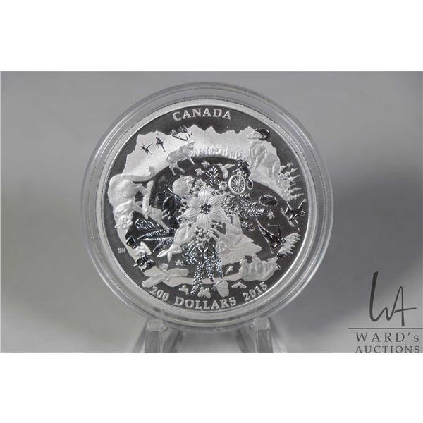 2015 Canadian two hundred dollar "Canada's Rugged Mountain" fine silver coin in original plastic cas