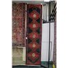 Image 1 : 100% handmade Iranian wool" Saveh" carpet runner with multiple medallions, blue and red background a