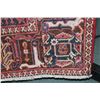 Image 2 : 100% handmade Iranian wool "Joshaghan" area carpet with red background, center medallion and overall