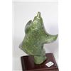Image 2 : Inuit carved jadeite bear 7 1/2" tall, on wooden base, no artist signature seen