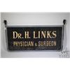 Image 1 : Vintage metal framed " Dr. H. Links Physician & Surgeon" sign 14" X 30"